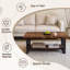 120cm 2-Tier Industrial Coffee Table - Irregular Wood Top, 4cm Thick & Black Steel Frame