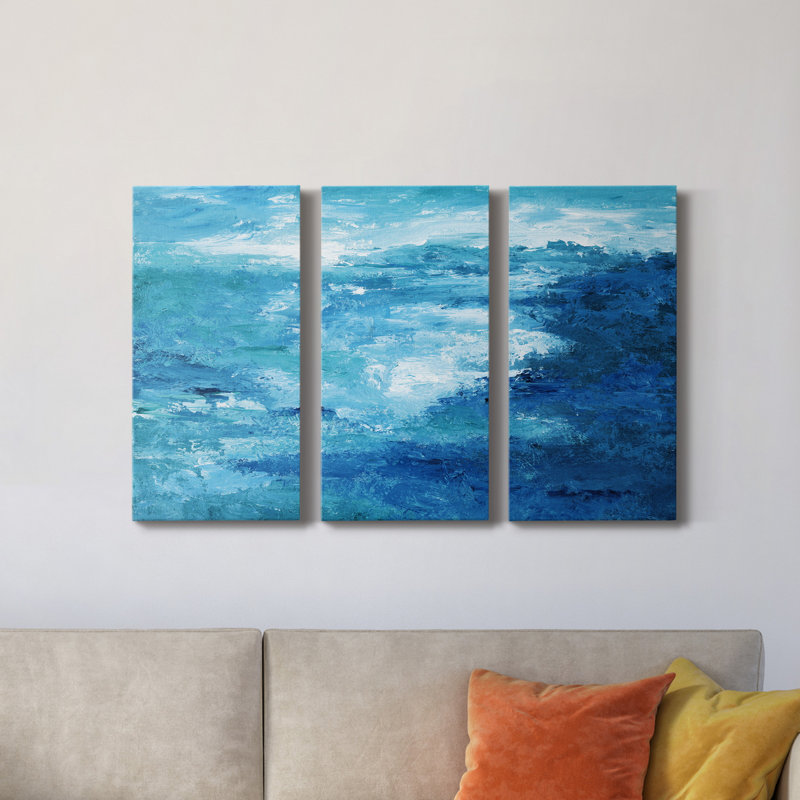 Crashing Waves II - 3 Piece Wrapped Canvas Print Set, 12" H x 8" W x 1" D