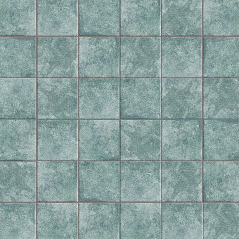 Mandala 8" x 8" Ceramic Patterned Wall Tile, Green