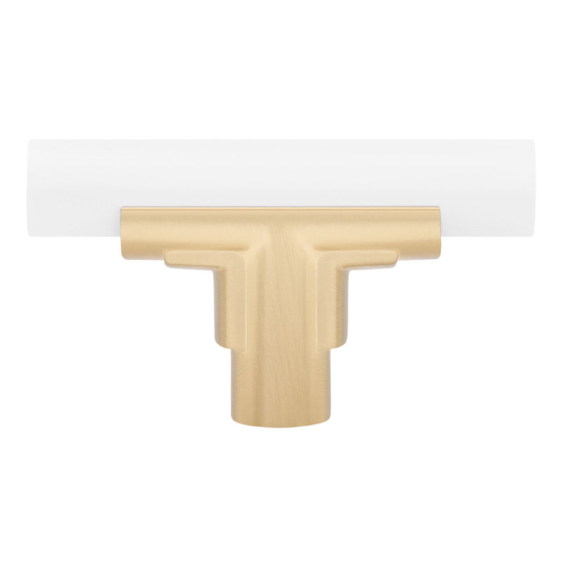 Poignée d'armoire en forme de T Anberlin, Champagne doré / blanc mat