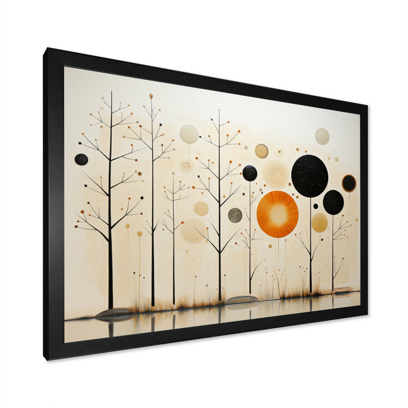 Art mural minimaliste beige du milieu du siècle - oasis minimaliste, Cadre simple noir, H 12 po x l 20 po x P 1 po