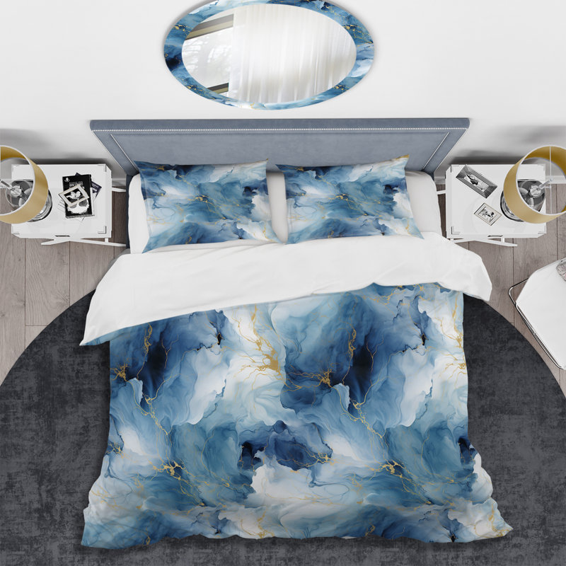 Ensemble de housse de couette Blue Ethereal Elegance, Housse de couette pour très grand lit et 2 très