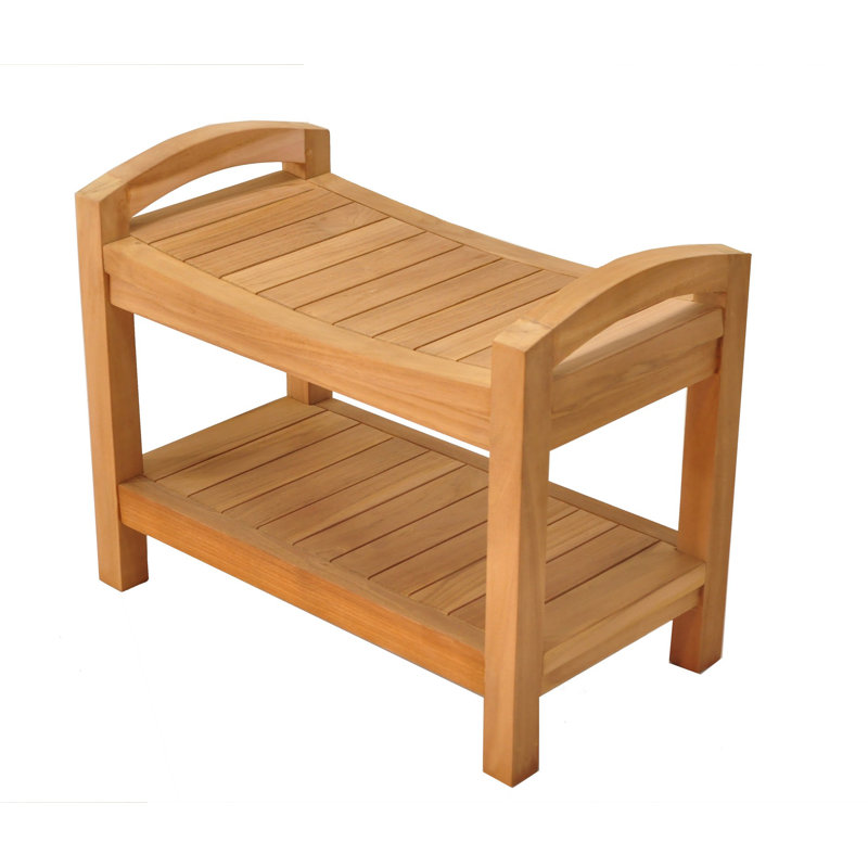 Spateak Grade-A Teak Wood Madrid Shower Seat 24" Outdoor Patio Stool Bench