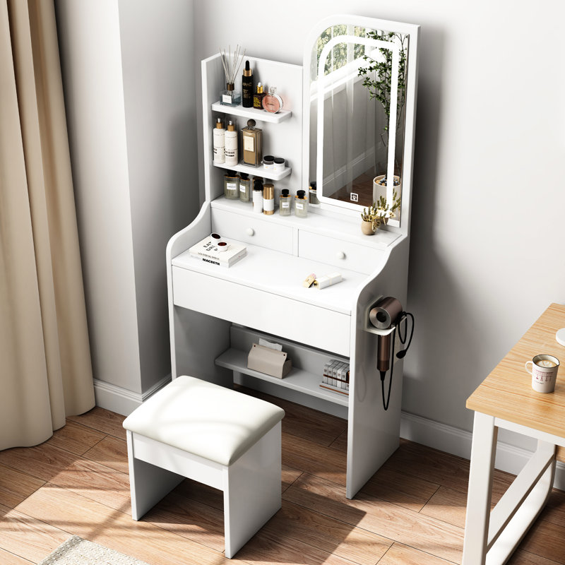 Bureau de coiffeuse élégant avec lumières et miroir