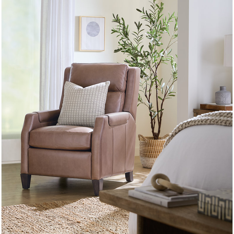 Leather Glider Recliner, Light Mocha