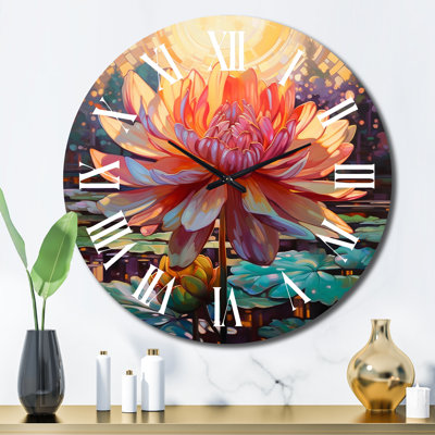 Horloge murale «Chrysanthemum in Lake Retro»