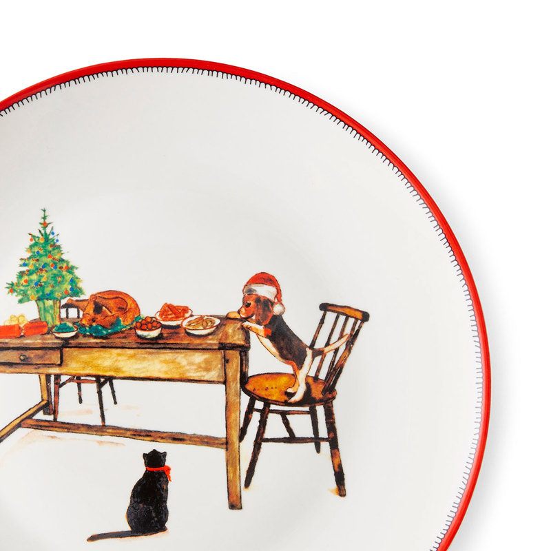 8" Christmas Doodles Plates, Set of 4