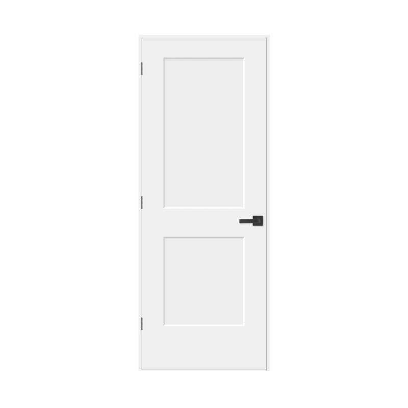 (Avec serrure et trous de charnières) Porte intérieure moulée à 2 panneaux en bois, 32 po x 80 po, Gauche