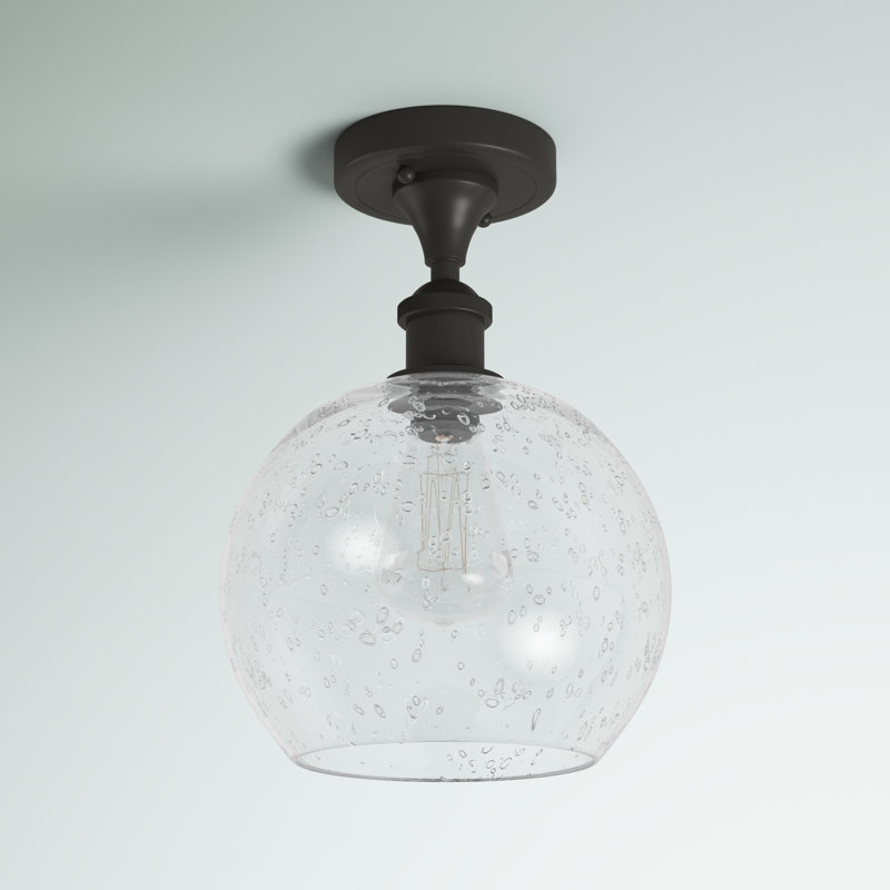 Baptista Semi Flush Mount, Oil Rubbed Bronze, Seedy, 12'' H X 8'' W X 8'' D