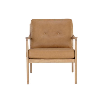 FAUTEUIL Westminster - chêne clair - cuir chameau sahara - brun