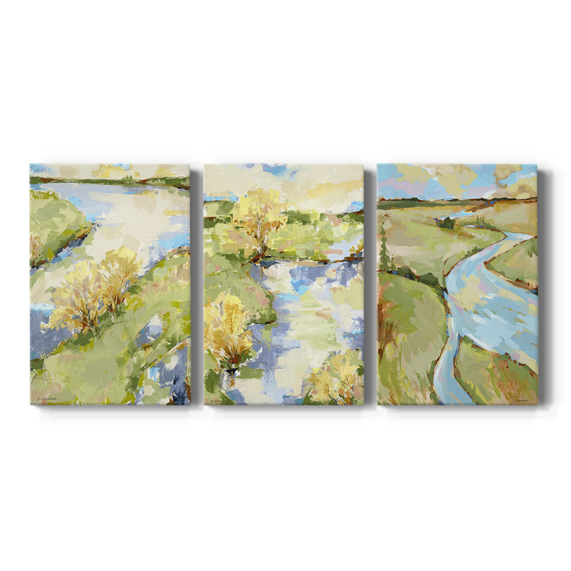 Upriver II - Toile tendue avec châssis sur mesure - 3 pièces, H 12 po x l 24 po