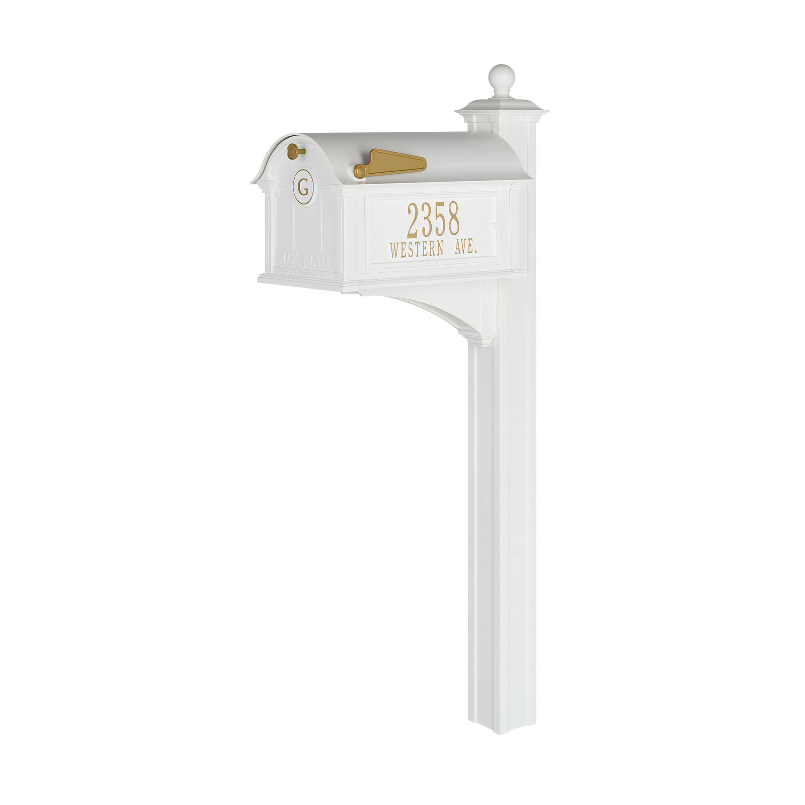 Balmoral Post Mounted Mailbox, White, Yes