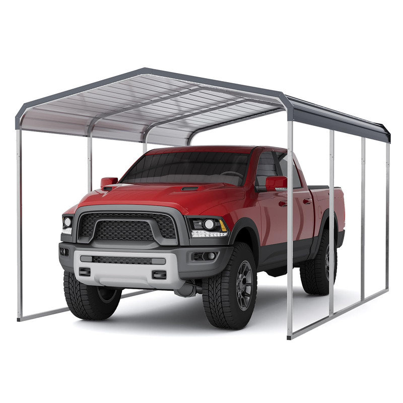 10x15 ft Heavy Duty Metal Carport with Galvanized Steel Roof - Garage Shelter for Cars, Trucks, Boats, ATVs, Tractors & Motorcycles