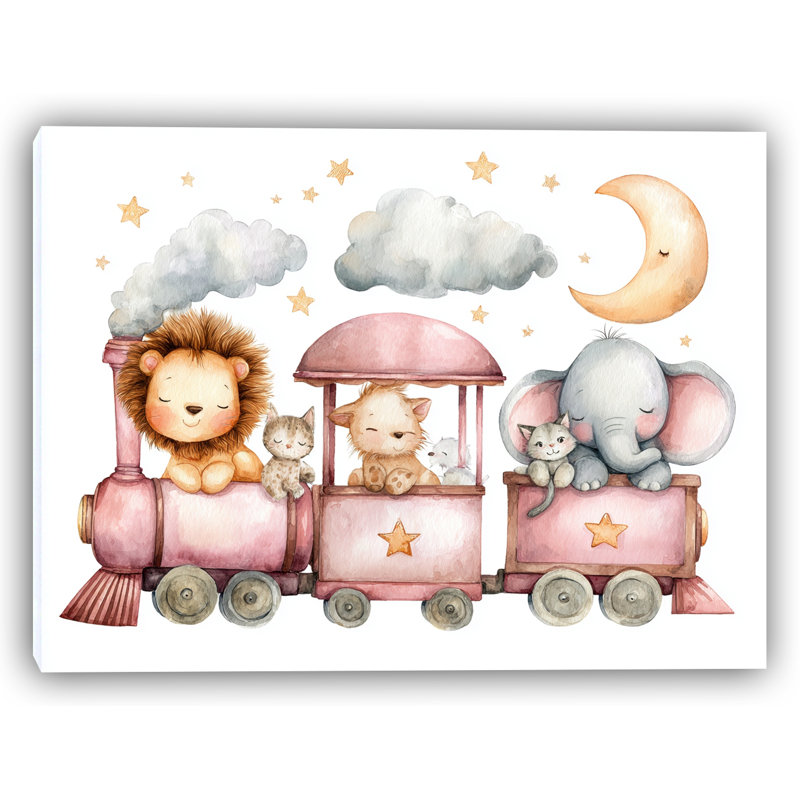 «Nighttime Animal Train», art mural sur toile tendue