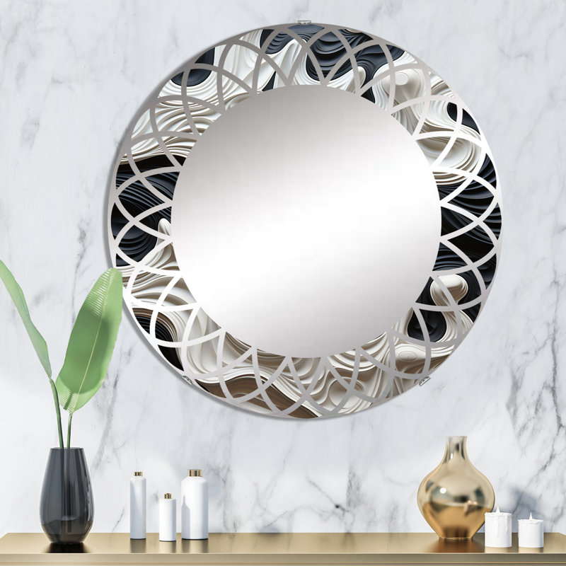 Zirak - Miroir mural moderne rond, 32 po x 32 po