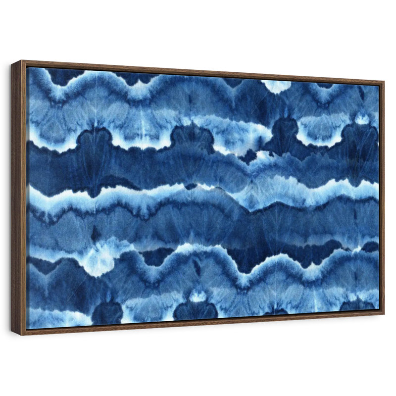 Teinture bleu Botkin Tie Dye, Cadre flottant noyer, 40 po x 27 po