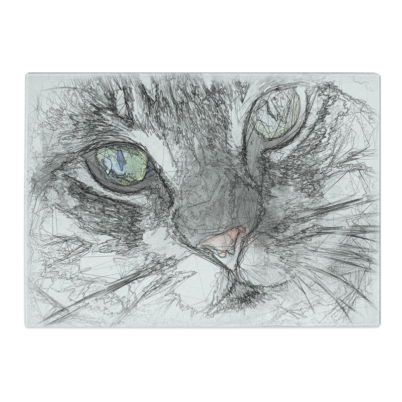 Portrait of a Cat Vol.2 Sketch Chopping Board, 0.4cm H x 28.5cm W x 39cm L