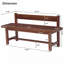 Banc de salle à manger en bois massif de 140 cm avec dossier, style rustique, pour 2 à 3 personnes.