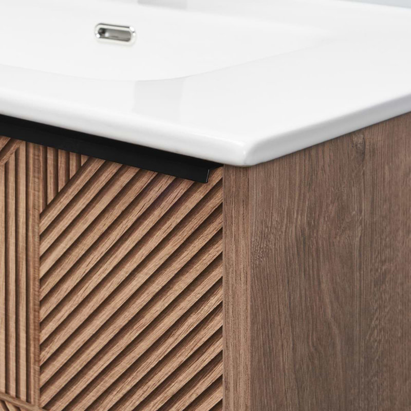 Kora 24.02" Wall Mounted Single Bathroom Vanity with Top, Black