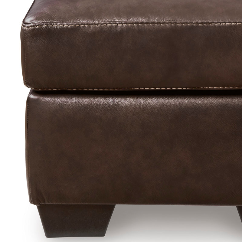  Holmes Leather Upholstered Ottoman, Brown