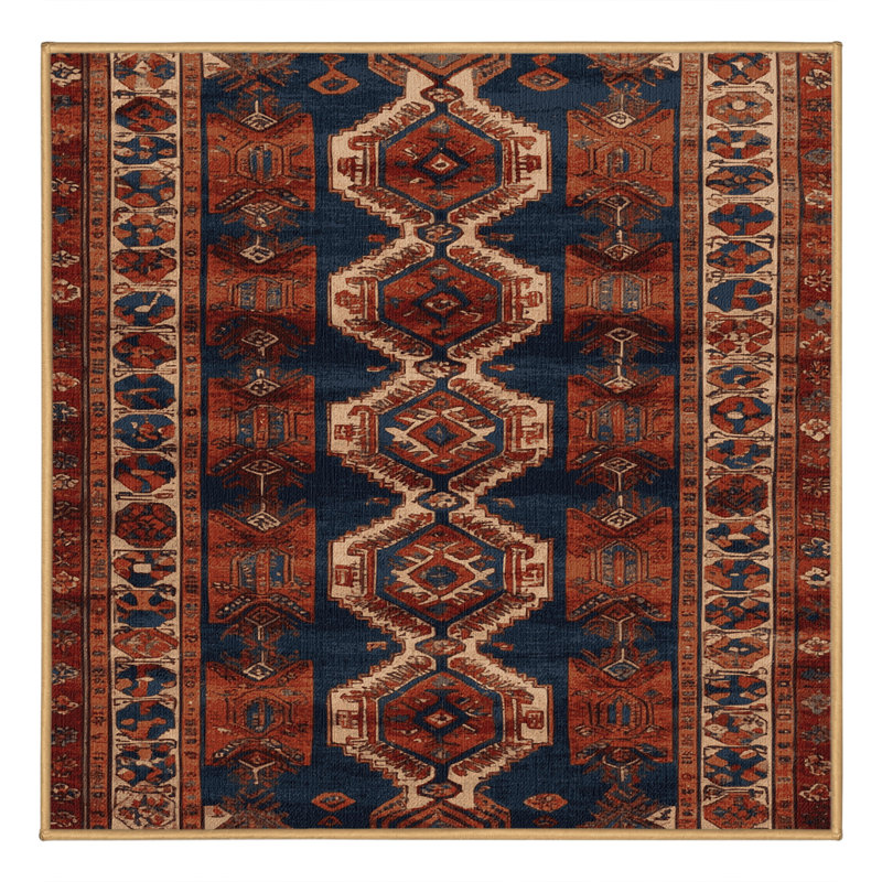 Tapis brun turc lavable à la machine, Carré 7 pi
