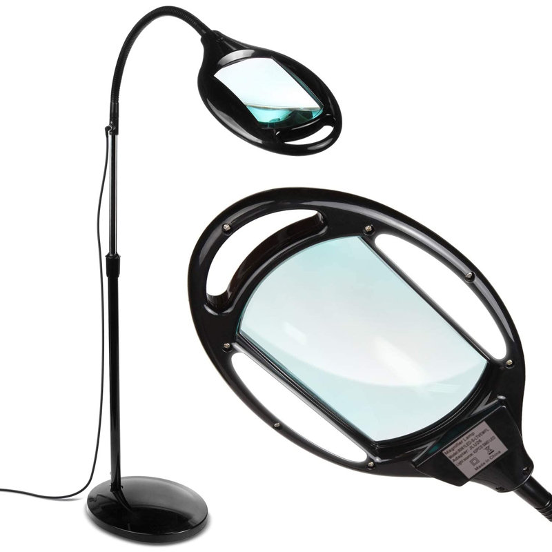 Pro 44 in. Industrial 2.25X Magnifying LED Floor Lamp with Adjustable Gooseneck Head