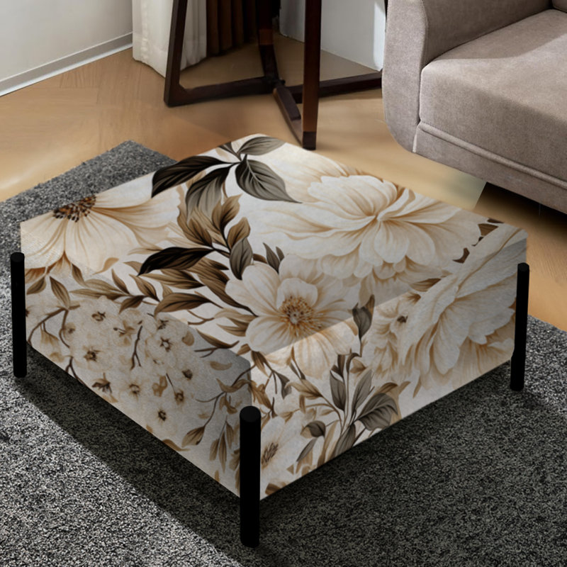 Vintage Florals II - Grand repose-pieds carré Plants