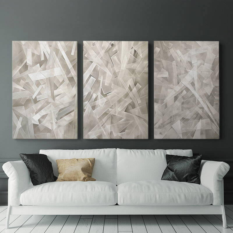 Abstract Series XIX -Set Of 3 Gallery Wrapped Canvas -Ready to Hang, 27" H x 18" W
