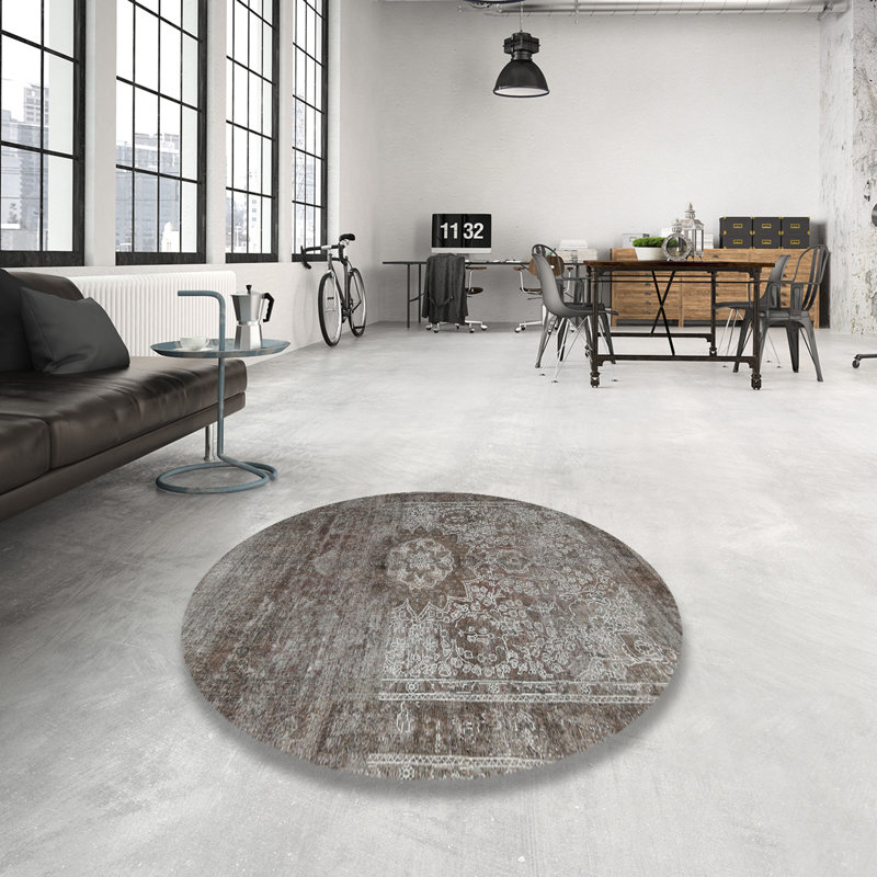 Tapis décoratif brun oriental JALYN, Rond 8 pi