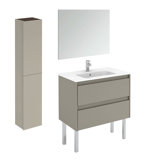 Ambra 31.7'' Single Bathroom Vanity with Ceramic Top with Mirror