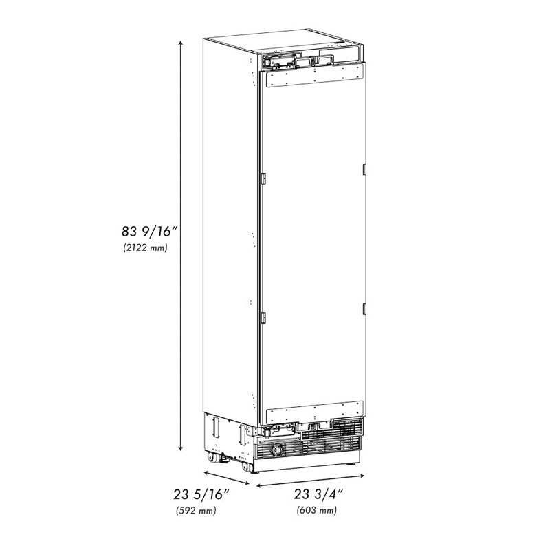 ZLINE Autograph 30 in. Panel Ready Column Refrigerator with Gray Interior, Polished Gold
