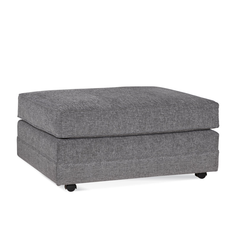 Edgeworth Ottoman, White Linen-Look Performance; 0325-91