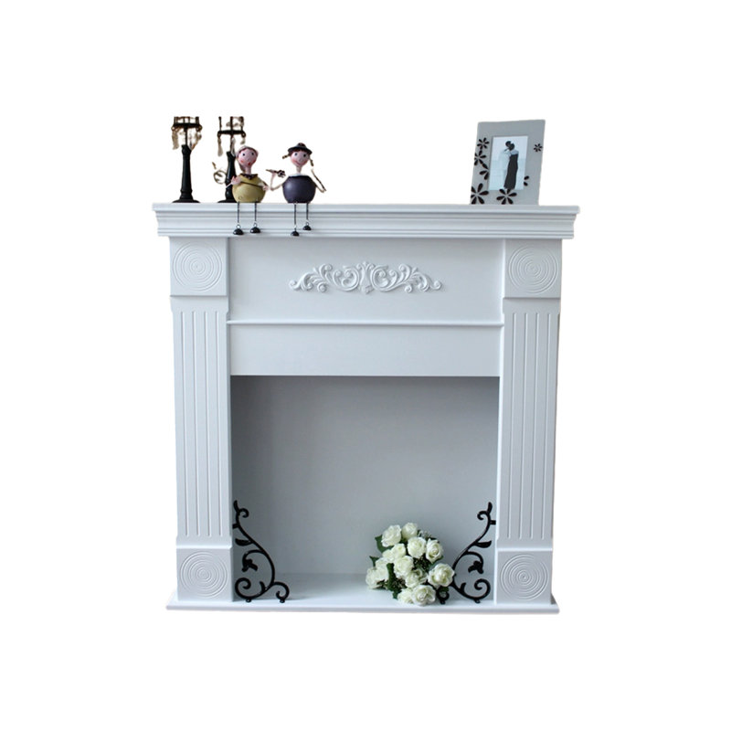 White Manufactured Wood Freestanding Fireplace