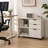 34.6" Wide Mobile 3-Drawer Filing & Storage Cabinet with Open Shelves, Suspension File Drawer and Casters