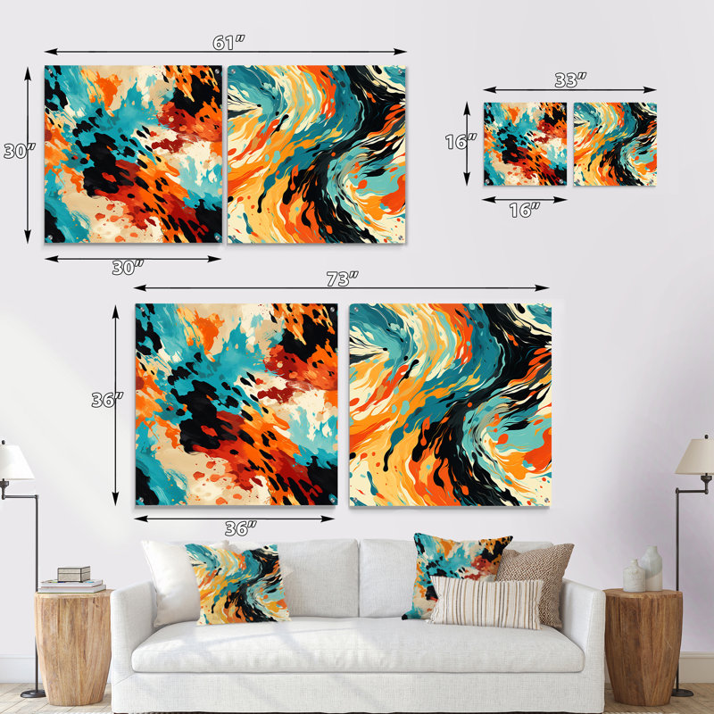 Art et expression artistique - ensemble de 2 verres muraux en acrylique, H 36 po x l 73 po