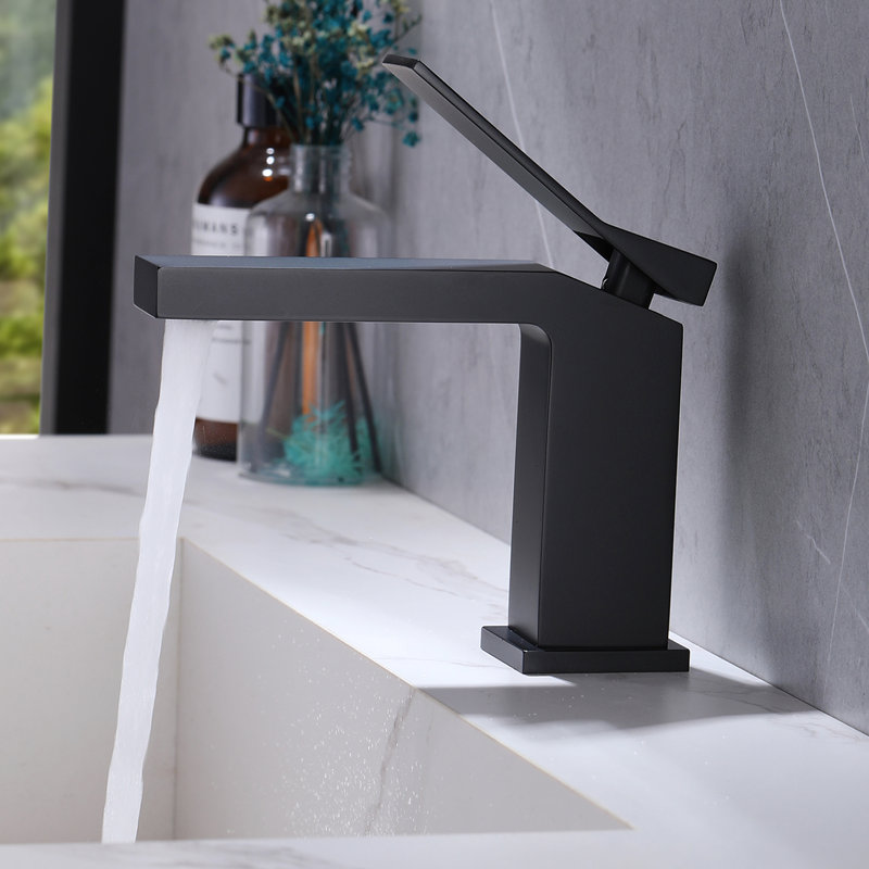 6"H Solid Brass Single Hole Single Handle Bathroom Sink Faucet With Drain Assembly with Deck Plate, Drain Assembly Included