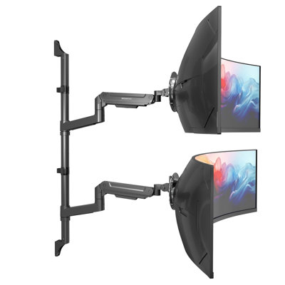 Heavy-Duty Dual Stacked Monitor Wall Mount with Gas Spring for Monitors up to 49" Ultrawide