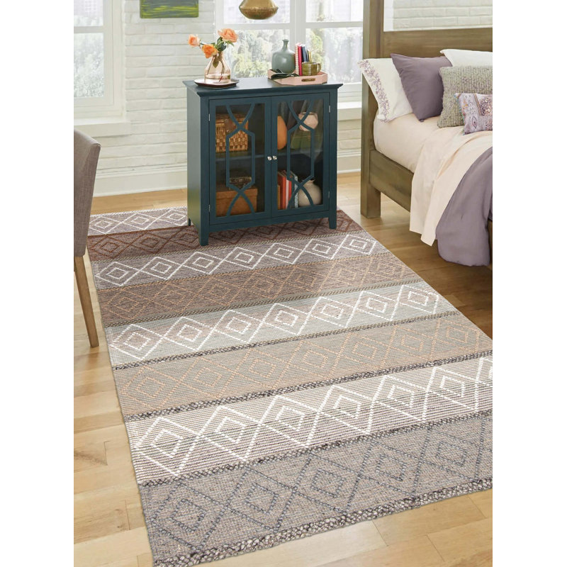Tapis multicolore rectangulaire en laine New Age de 5 pi x 8 pi 2 po Delorese