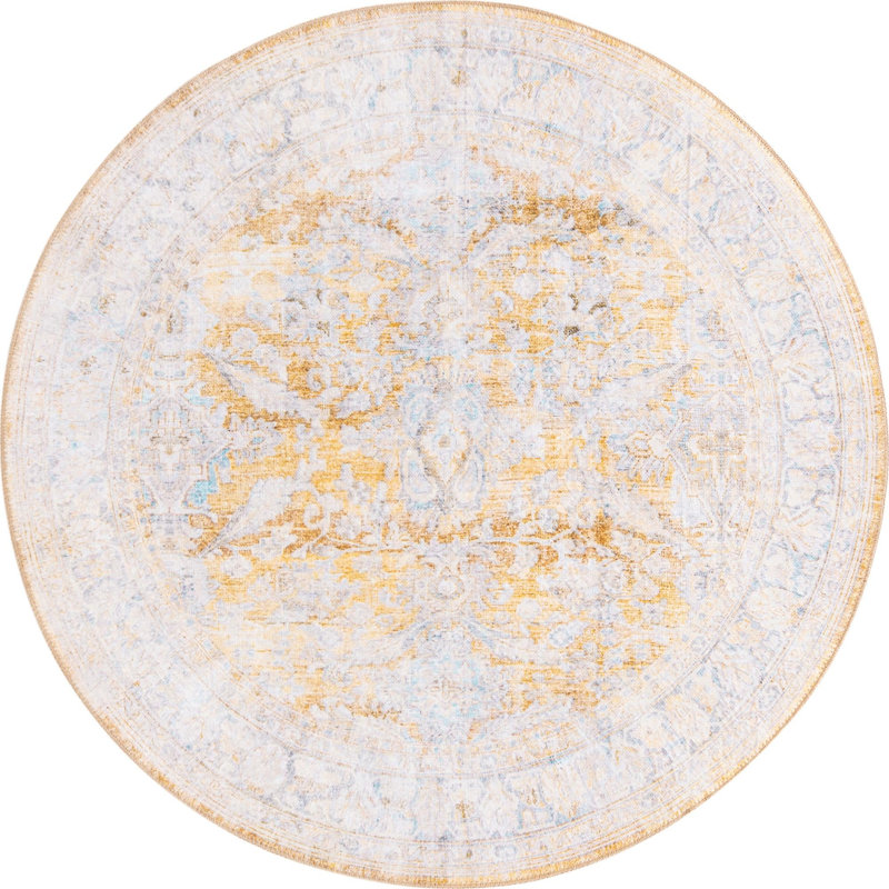 Saphira Chenille Oriental Indoor Rug, Round 5'