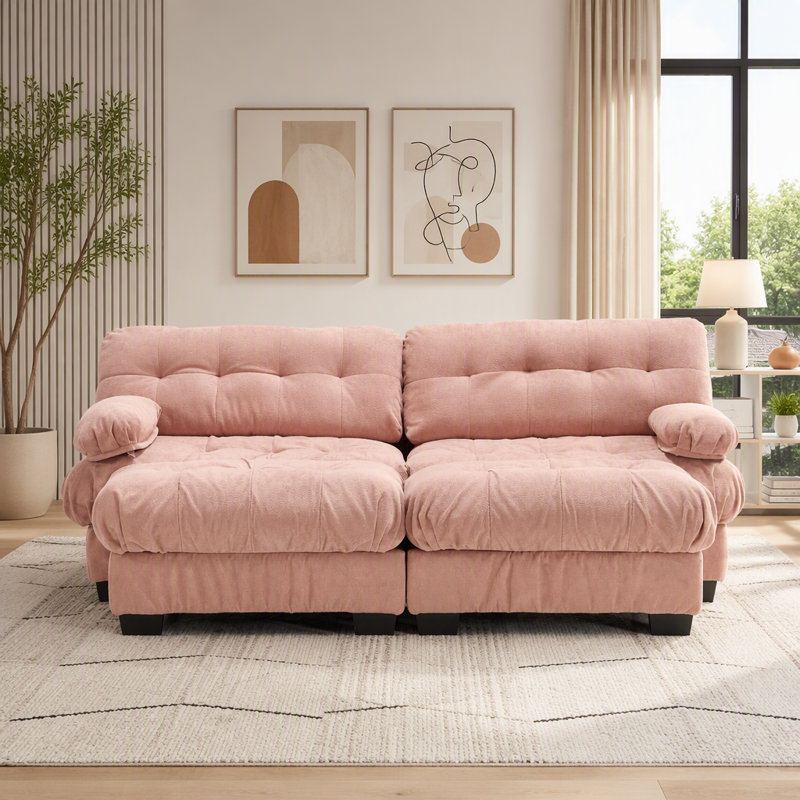 Canapé modulaire surdimensionné en U avec repose-pieds Cloud, 2 places et 2 repose-pieds, Rose