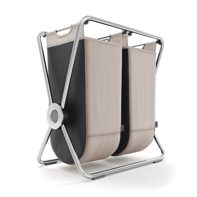 simplehuman double x-frame laundry hamper, matte black, 75" H x 72.70" W x 41.80" D, Chrome