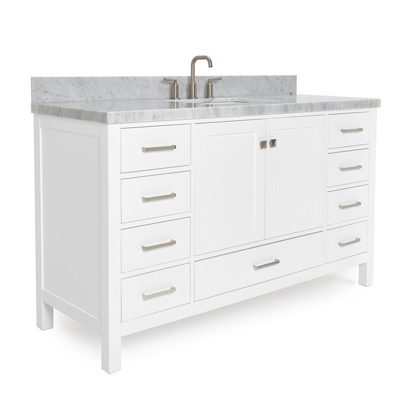 Ensemble de meuble-lavabo simple 61 po Cambridge, Forme rectangulaire, Blanc