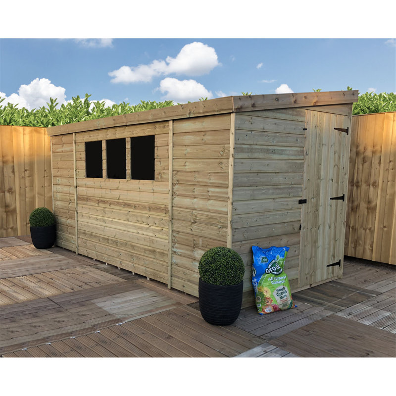 Jacquiline Solid Wood Garden Shed, 10 ft. W x 6 ft. D