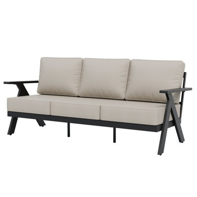 Outdoor Metal Patio Loveseat Sofa Couch with Cushions