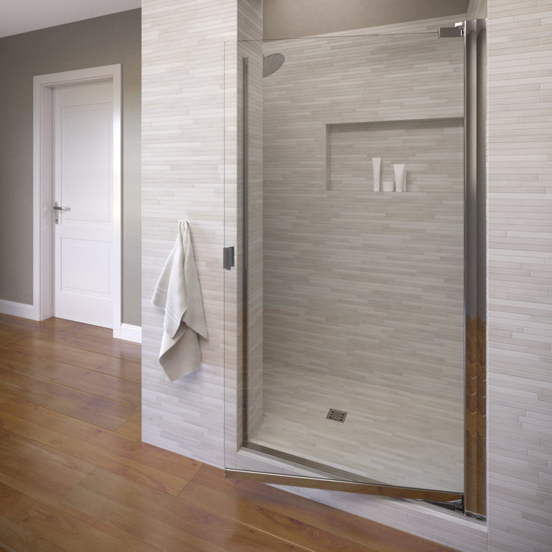 Porte de douche pivotante simple 25,13 "x 66" Armon, Bronze huilé, Transparent