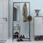 Portemanteau de style industriel avec miroir, portemanteau mural multifonctionnel avec rangement pour chaussures et cadre en aluminium pour entrée, salon, chambre à coucher