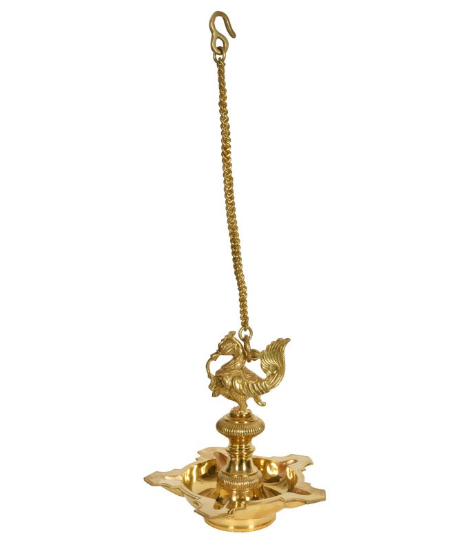 Superbe lampe suspendue mèche paon