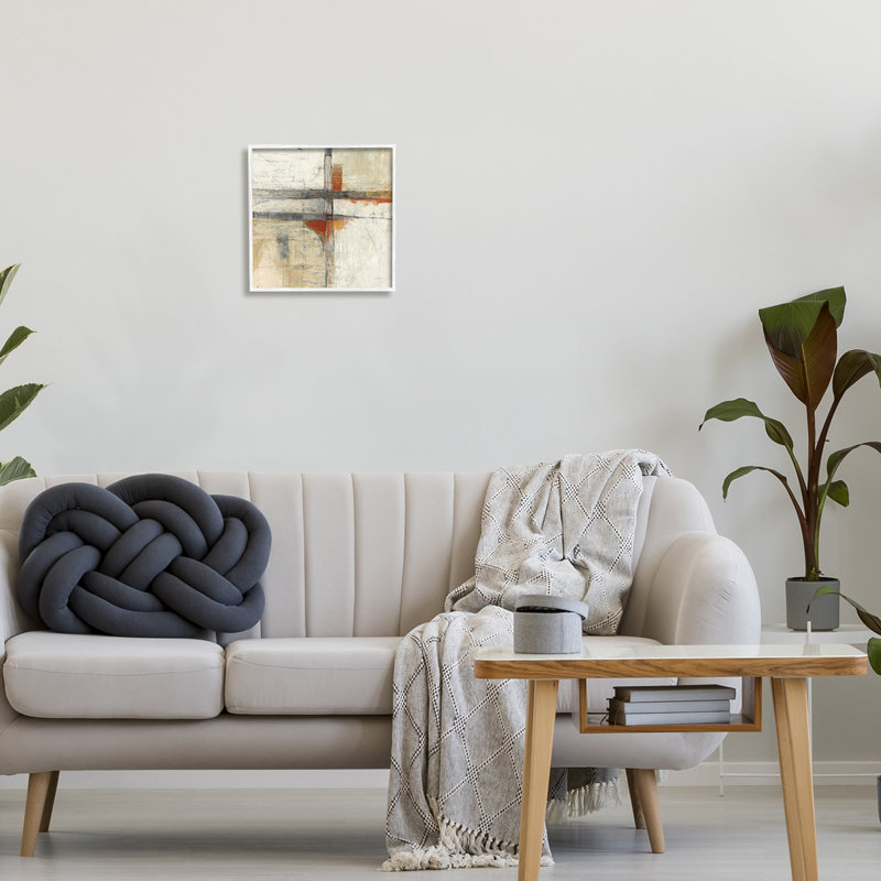 " Rustic Beige Abstraction ", 12" H x 12" W x 1.5" D, Coastal White Framed Giclee