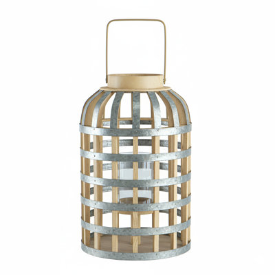 Porte-bougie en métal et bois