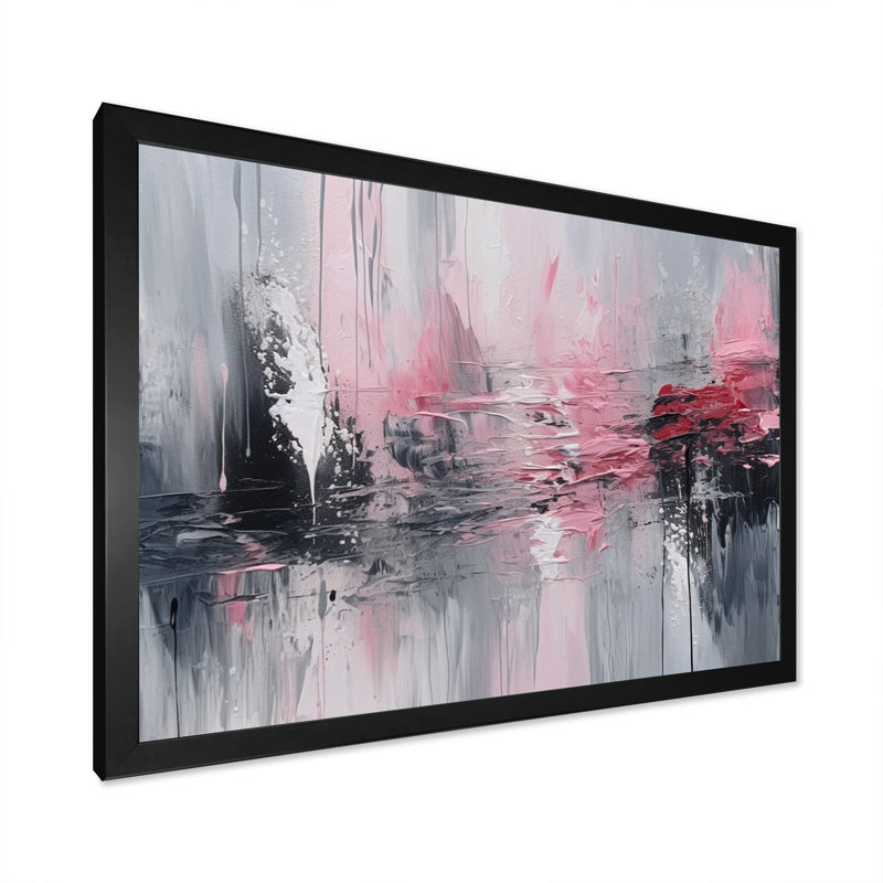 «Evolving Shapes In Pink Marble IV», art mural encadré abstrait géométrique, Cadre photo noir, H 24 po x l 32 po x P 1 po
